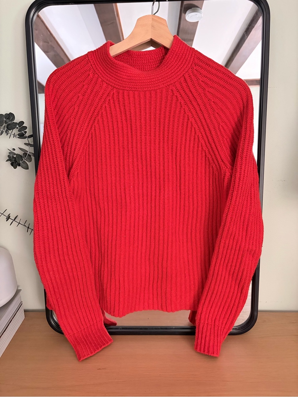 Banana Republic Red Ribbed Turtleneck Sweater